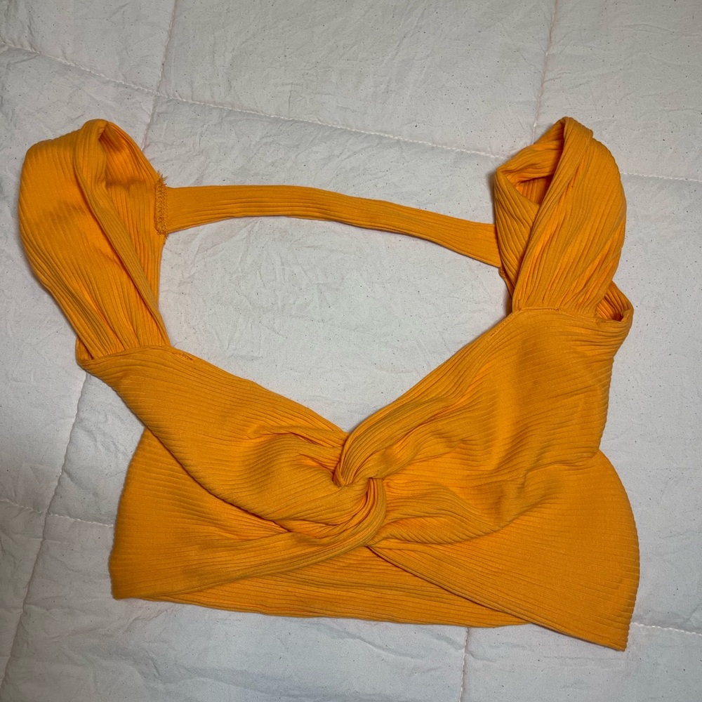 Orange Twist Front Crop Top